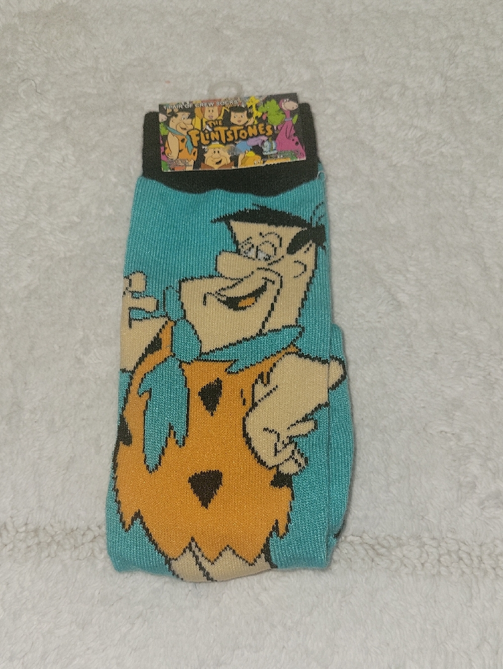 The Flintstones Fred Character Crew Socks - Turquoise/Orange